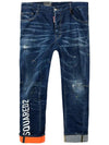 Dark Techno Surfwash Tidy Biker Logo Print Skinny Jeans Blue - DSQUARED2 - BALAAN 2