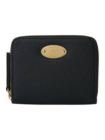 Plaque Zip Around Classic Grain Half Wallet Black - MULBERRY - BALAAN 1