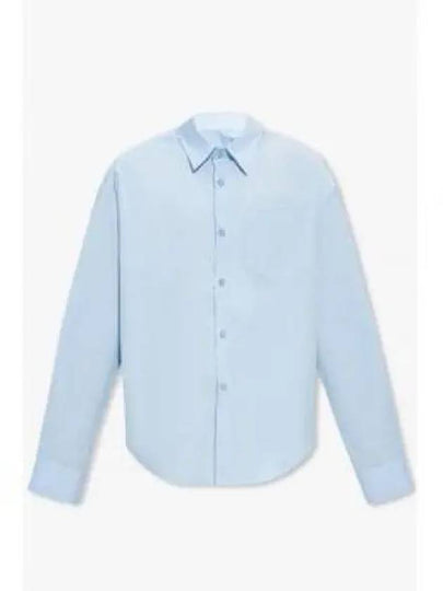 Boxy Fit Poplin Long Sleeve Shirt Blue - AMI - BALAAN 2