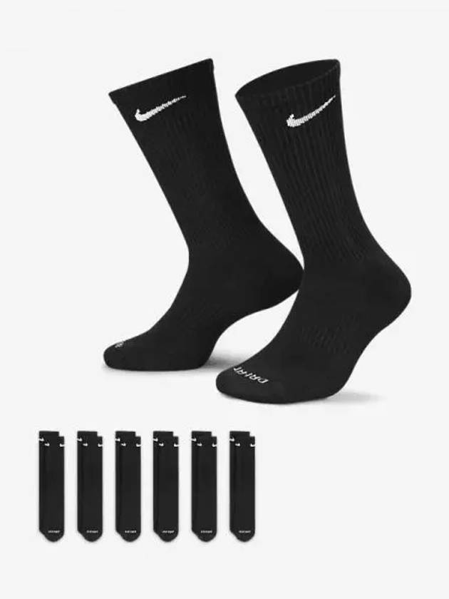 Everyday Plus Cushion Training Crew Socks 6 Pairs Black White SX6897 010 700207 - NIKE - BALAAN 1