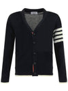 Wool 4-Bar Cardigan Black - THOM BROWNE - BALAAN 3