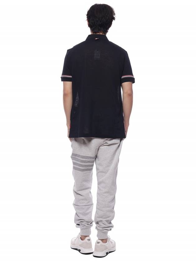 Lightweight Cotton Short Sleeve Polo Shirt Navy - THOM BROWNE - BALAAN 6