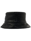 Intrecciato Leather Bucket Hat Black - BOTTEGA VENETA - BALAAN 3