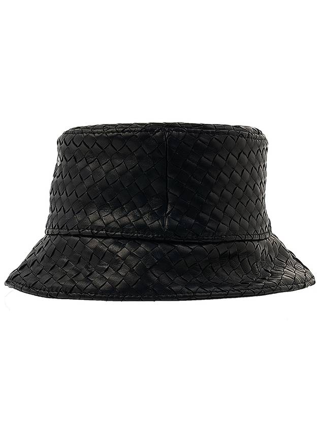 Intrecciato Leather Bucket Hat Black - BOTTEGA VENETA - BALAAN 3