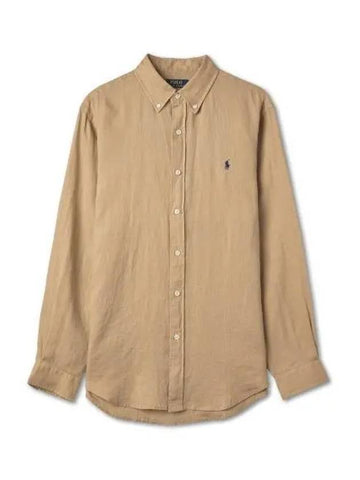 Custom fit linen shirt beige - POLO RALPH LAUREN - BALAAN 1