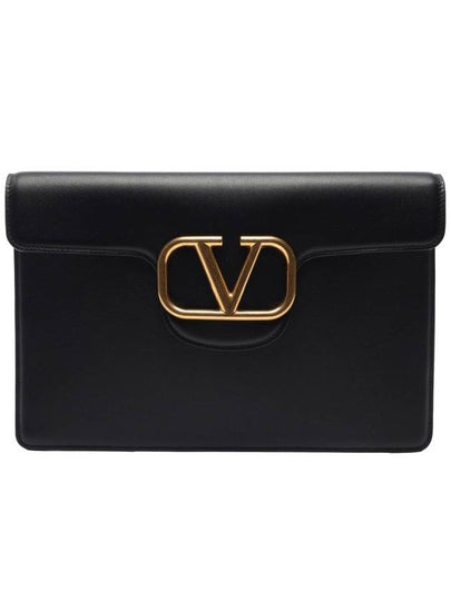 Women's V Logo Clutch Bag Black - VALENTINO - BALAAN 2