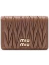 Matelasse Nappa Leather Card Wallet Brown - MIU MIU - BALAAN 3