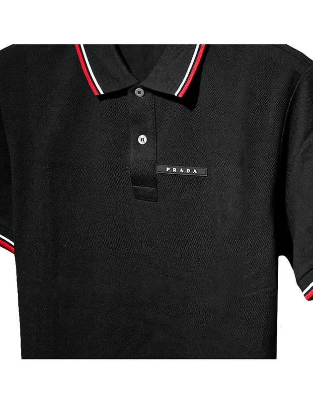 Logo Patch Polo Shirt Black - PRADA - BALAAN 6