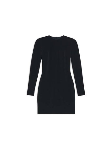 Women's Shoulder Pad Crew Neck Midi Dress Black - BALENCIAGA - BALAAN 1