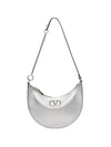 V Logo Chain Leather Shoulder Bag Silver - VALENTINO - BALAAN 1