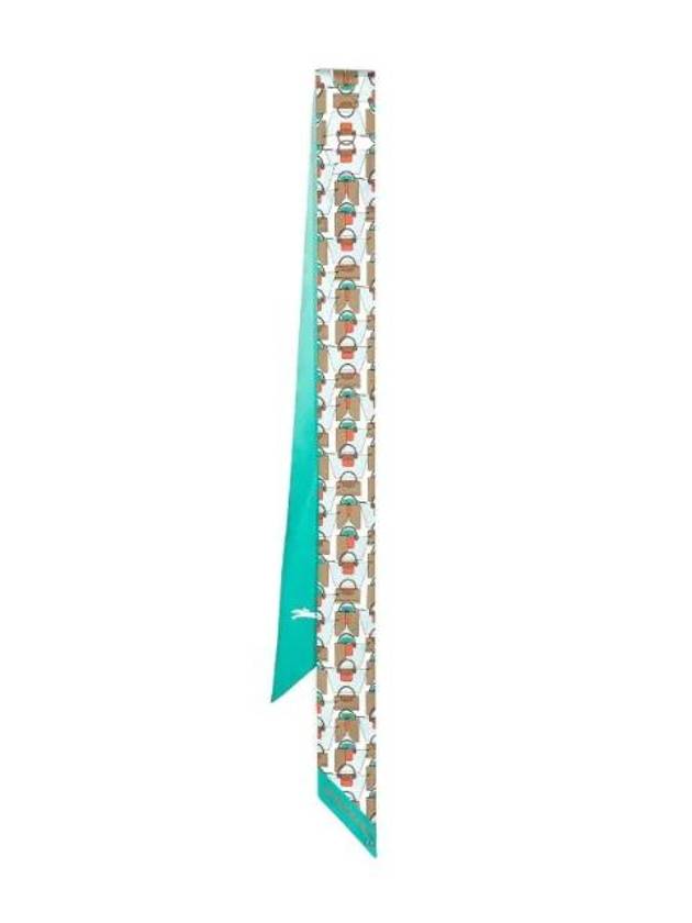 Monogram Pattern Silk Scarf Aqua - LONGCHAMP - BALAAN 1