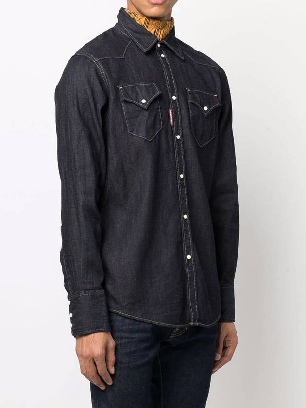 Dark Washing Denim Shirt S74DM0636S30825 - DSQUARED2 - BALAAN 4