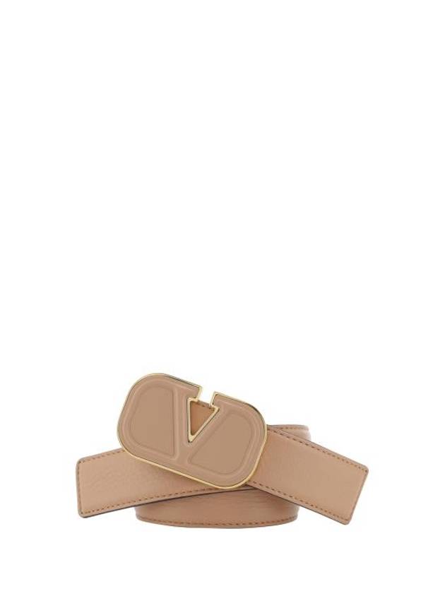 Signature V Logo Leather Belt Pink - VALENTINO - BALAAN 1