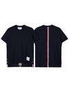 Center Back Stripe Classic Cotton Pique Relaxed Fit Short Sleeve T-Shirt Navy - THOM BROWNE - BALAAN 2