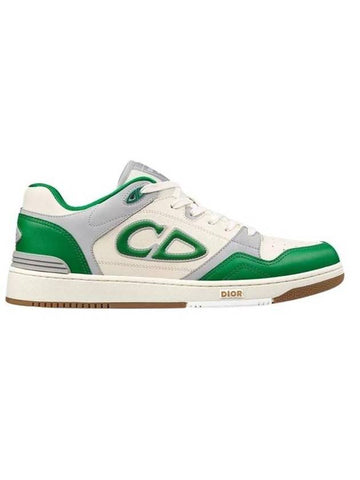 B57 Cream Smooth Calfskin Low Top Sneakers Green - DIOR - BALAAN 1