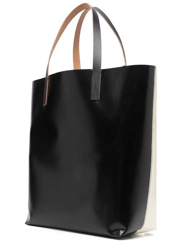 Tribeca Two-tone Shopper Tote Bag Black White - MARNI - BALAAN.