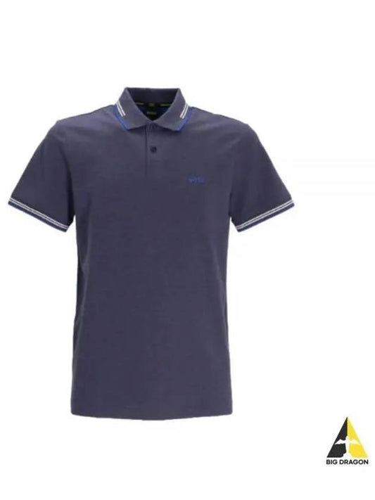 Paul Curved Logo Short Sleeve Polo Shirt Navy - HUGO BOSS - BALAAN 2