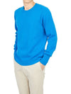 Crew Neck Lambswool Knit Top Blue - DRUMOHR - BALAAN 6