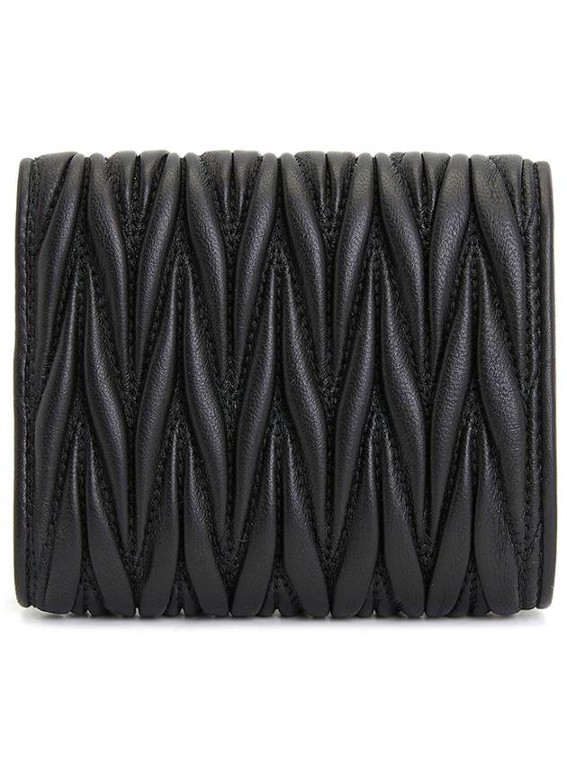 Matelasse Logo Nappa Leather Half Wallet Black - MIU MIU - BALAAN 3