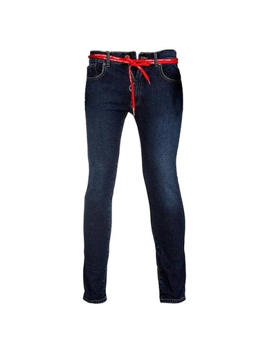 Men's Belted Skinny Jeans Blue - OFF WHITE - BALAAN 1