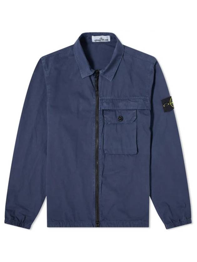 Men's Wappen Pocket Zip-Up Jacket Navy - STONE ISLAND - BALAAN 1