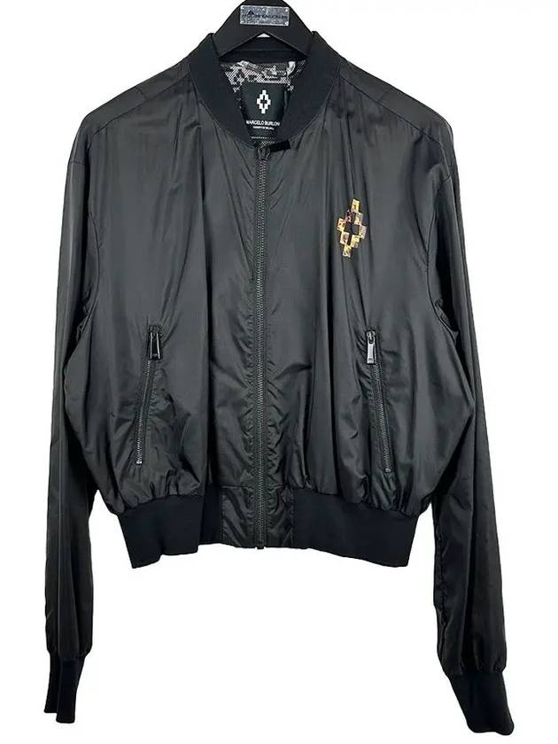 Fire Cross Print Bomber Jacket Black - MARCELO BURLON - BALAAN 2