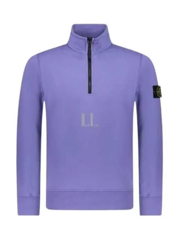 Logo Badge Half Zipper Cotton Fleece Knit Top Lavender - STONE ISLAND - BALAAN 2