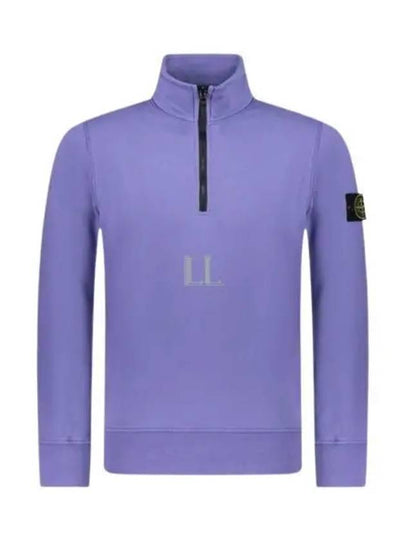 Logo Badge Half Zipper Cotton Fleece Knit Top Lavender - STONE ISLAND - BALAAN 2