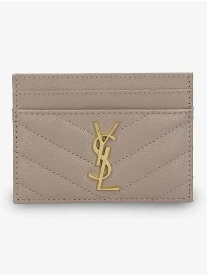 Gold Hardware Matelasse Caviar Leather Card Wallet Dark Beige - SAINT LAURENT - BALAAN 2