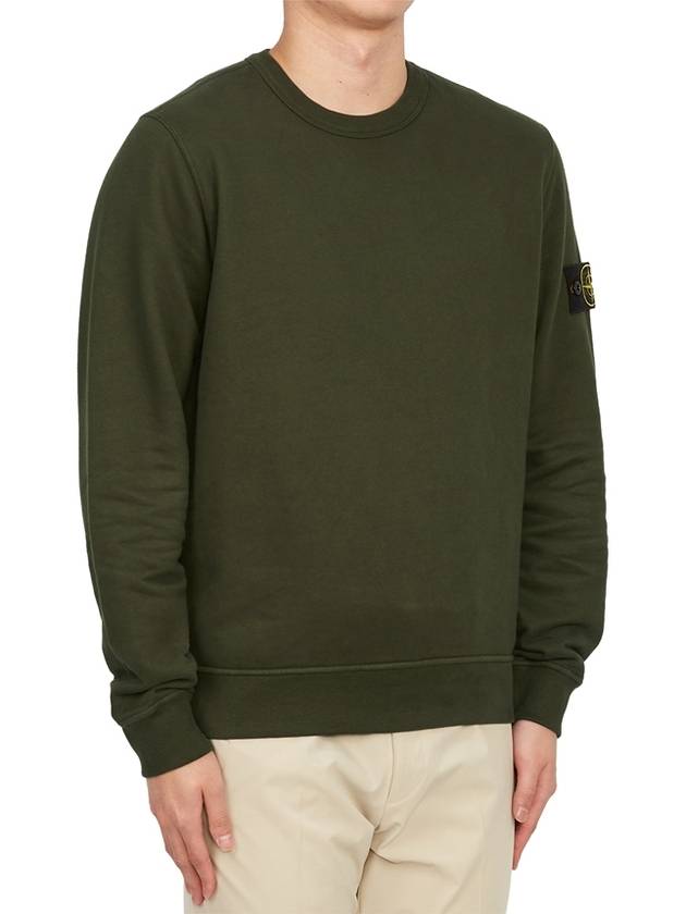 Brushed Cotton Fleece Garment Dyed Crewneck Sweatshirt Olive Green - STONE ISLAND - BALAAN 4