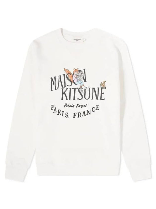 Men's Olly Palais Royal News Classic Sweatshirt Ecru - MAISON KITSUNE - BALAAN.