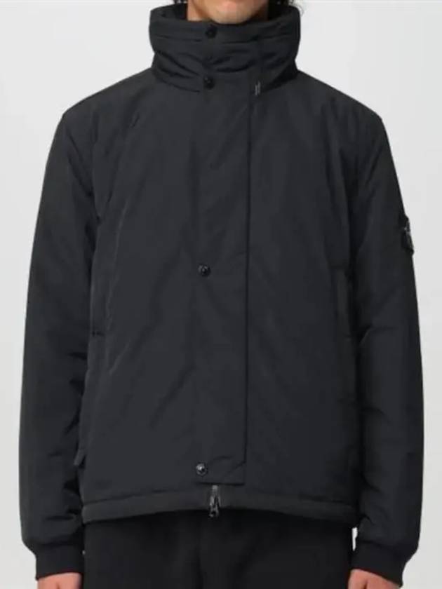 Logo Micro Twill Zip Up Jacket Black - STONE ISLAND - BALAAN 2