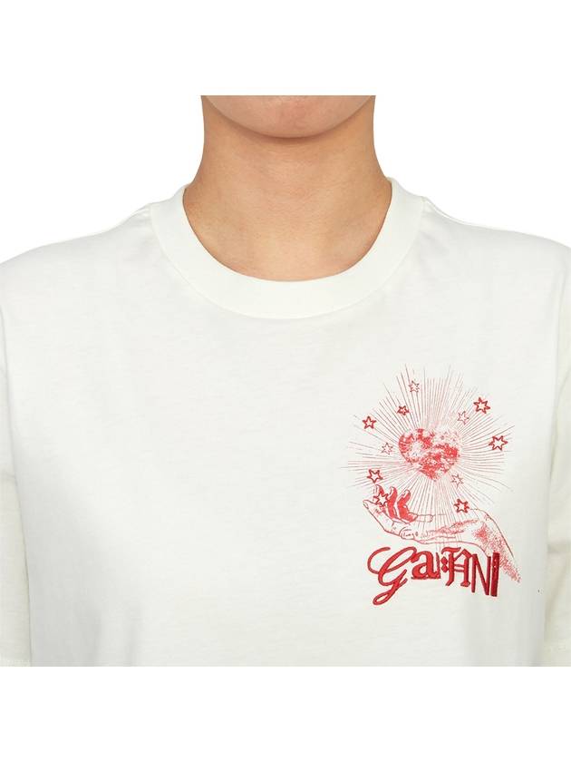 Logo Print Crew Neck Short Sleeve T Shirt White - GANNI - BALAAN 6