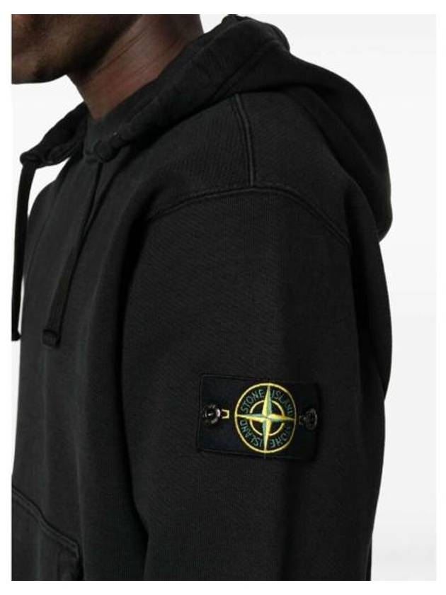 Men's Oversized Cotton Hoodie Black - STONE ISLAND - BALAAN 7