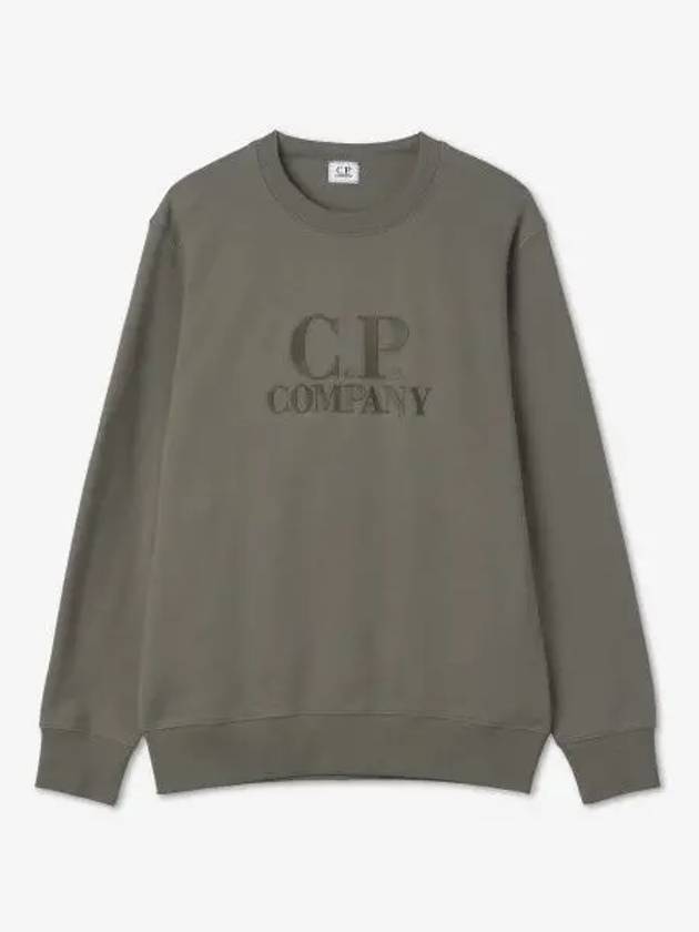 Diagonal Crew Neck Logo Cotton Sweatshirt Green - CP COMPANY - BALAAN 2