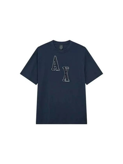 Men s Textured Logo Patch T Shirt Navy 271834 - ARMANI EXCHANGE - BALAAN 1