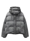 Oversized Nylon Puffer Down Jacket Grey - AMI - BALAAN 3