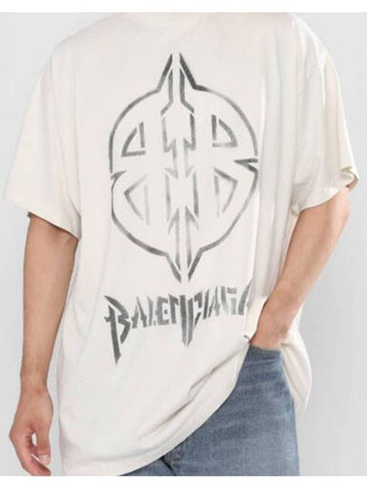 Metal BB Stencil Cotton Short Sleeve T-Shirt White - BALENCIAGA - BALAAN 2