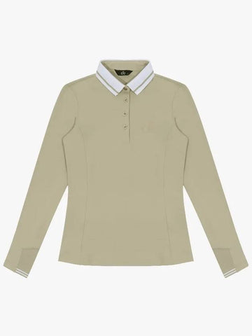 Drew Yokoeri Pique Long Sleeve T-Shirt DF41LT04BEIGE - DRUH GOLF - BALAAN 1