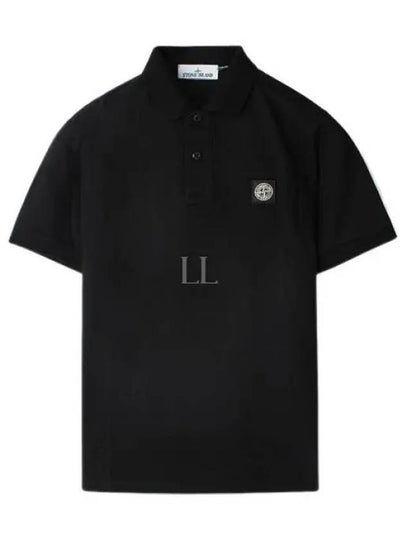 Pique Stretch Cotton Short Sleeve Polo Shirt Black - STONE ISLAND - BALAAN 2