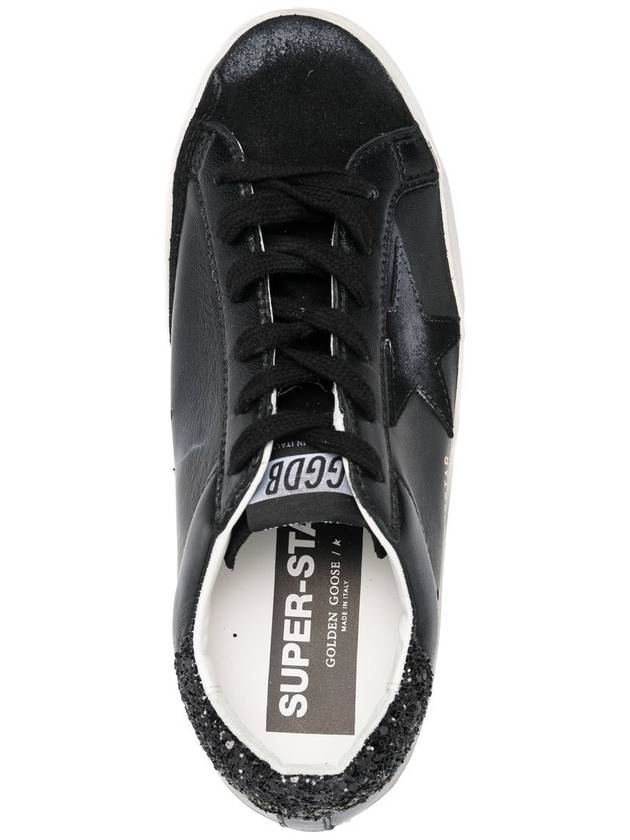 Superstar Glitter Tab Leather Low Top Sneakers Black - GOLDEN GOOSE - BALAAN 3