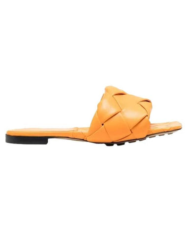 Women's Lido Leather Slippers Orange - BOTTEGA VENETA - BALAAN 1