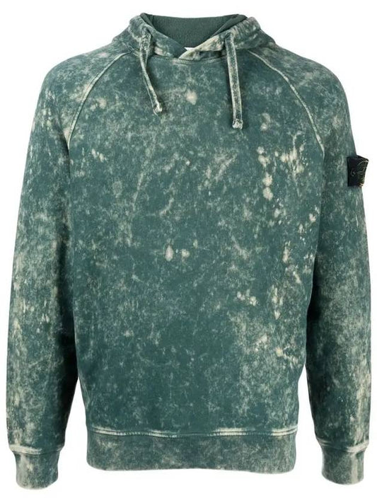 Wappen Tie-Dye Brushed Hoodie Green - STONE ISLAND - BALAAN 2