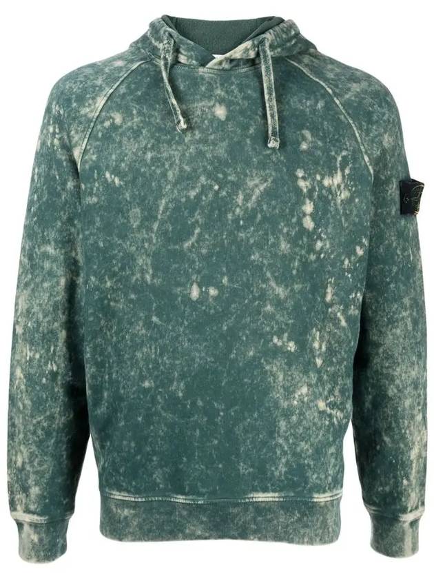 Wappen Tie-Dye Brushed Hoodie Green - STONE ISLAND - BALAAN 3