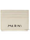 Embroidered Logo Calfskin Card Wallet Ivory - MARNI - BALAAN 2