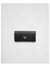 Logo Gold-Plated Saffiano Leather Large Long Wallet Black - PRADA - BALAAN 2