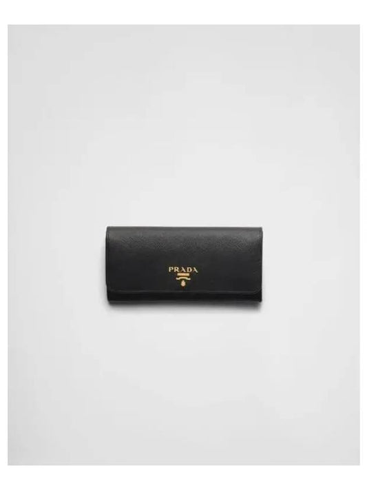 logo gold-plated saffiano leather large long wallet - PRADA - BALAAN.