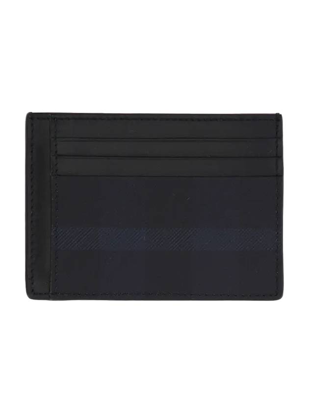 Check Leather Card Wallet Navy - BURBERRY - BALAAN 1