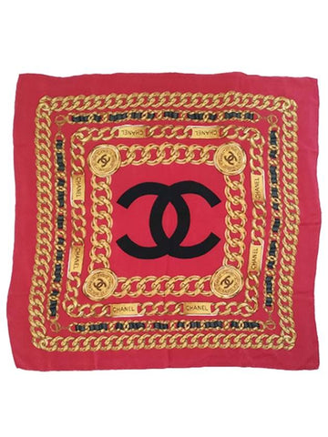 gold chain red scarf - CHANEL - BALAAN 1