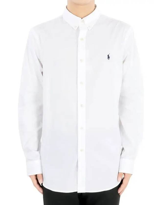 Embroidered Pony Logo Long Sleeve Shirt White - POLO RALPH LAUREN - BALAAN 2